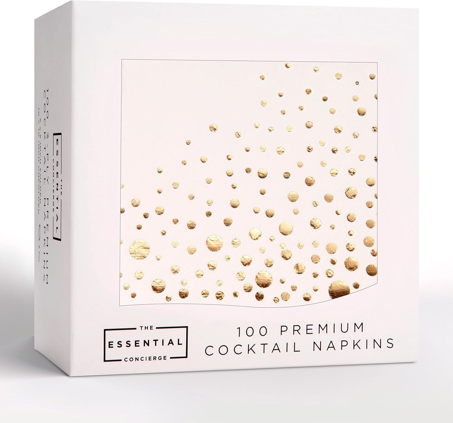 Stylish Gold Cocktail Napkins, 100 3Ply White and Gold Napkins, Disposable Party Napkins, 5x5 Inch Wedding Cocktail Napkins, Paper Cocktail Napkins, Bridal Shower Napkins, or Beverage Napkins