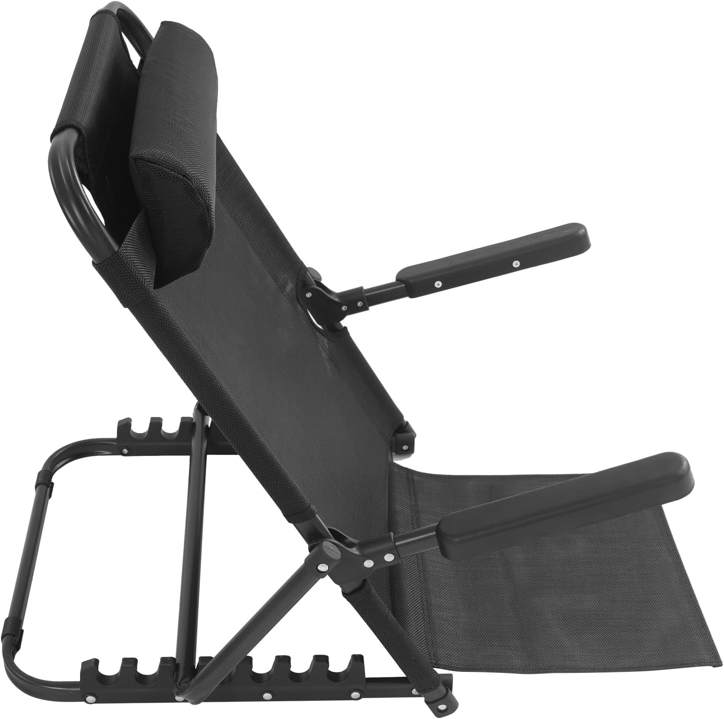Adjustable Lifting Bed Backrest with Armrest, Large Folding Bed Rest Sitting up 8 Levels 40°- Approaching 90°, Multifunction Portable Backrest Support with Pillow for Neck Head (Black)