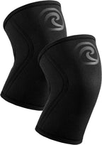 Rehband RX Knee Support for Strength Training & Fitness - 7mm Neoprene Knee Sleeve, Flexible & Non-Slip, Knee Sleeve for Men & Women, Colour:Carbon/Black - 1 Pair, Size:Small