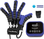Hand Rehabilitation Robot Gloves Mobility Finger Training Equipment for Hemiplegia Stroke Cerebral Palsy Patient with USB Chargeable (Blue Size Large) Left Hand