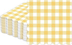 100Pcs 6.5 x 6.5inch Yellow and White Checkered Scalloped Napkins Disposable Yellow Plaid Paper Napkin Plaid Party Decoration for Birthday Picnic Family Dinner BBQ Wedding Baby Shower Party Supplies