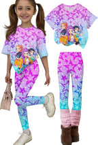 K Pop Outfits Sets for Girls Cute Hunters Print Short Sleeve T-Shirt and Pants Trendy Demon Movie Star Tracksuits
