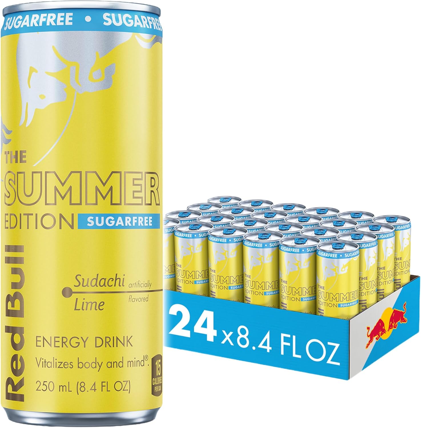 Red Bull Sugar-Free Summer Edition Sudachi Lime Energy Drink, with 80mg Caffeine plus Taurine & B Vitamins, 8.4 Fl Oz, Pack of 24 Cans