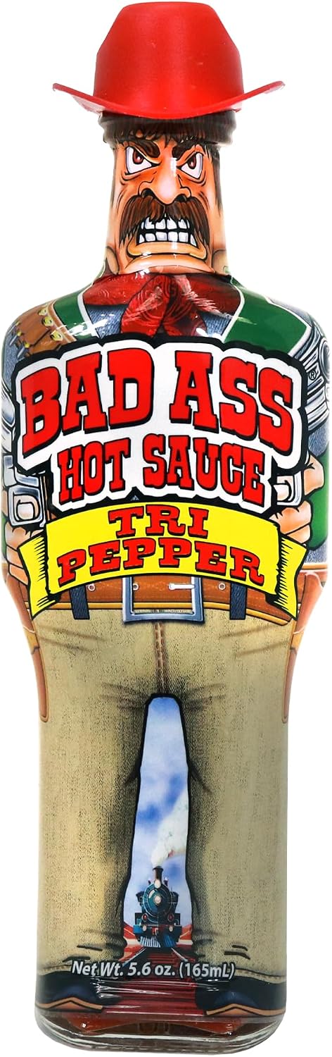 BAD ASS Premium Hot Sauce – Try if you dare! – Perfect Gourmet Gift for the Hot Sauce Fan (Tri Pepper)