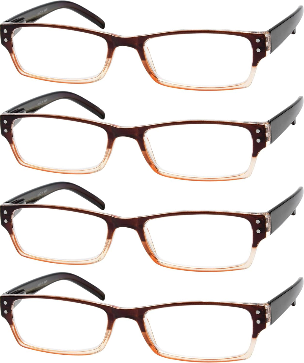 Eyekepper Reading Glasses-4 Pack Include Reading Sunglasses for Women Men Reading Under The Sun,Two-Tone Reader Eyeglasses