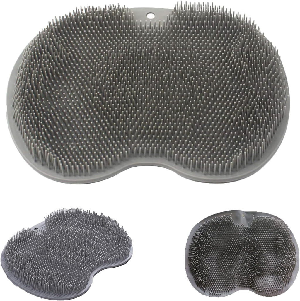 YVPSI Shower Foot & Back Scrubber, Wall Mounted Massage Pad, Silicone Bath Massage Cushion Brush with Suction Cups for Body Scrubber Improve Foot Circulation & Soothes Tired Feet (Grey)