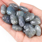 10 PCS Heart Labradorite Crystal Thicken Set Blue Black Polished Stones Palm Love Natural Healing Crystals Gemstones Reiki Energy Balancing Carved Palm Worry Stone Meditation Gift