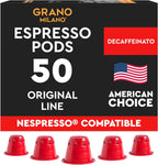 Grano Milano Ristretto Decaf - 50 Espresso Pods Compatible with Nespresso Original line, Medium Roast - Intensity 10/12, Coffee Capsules Made in Italy Espresso Coffee