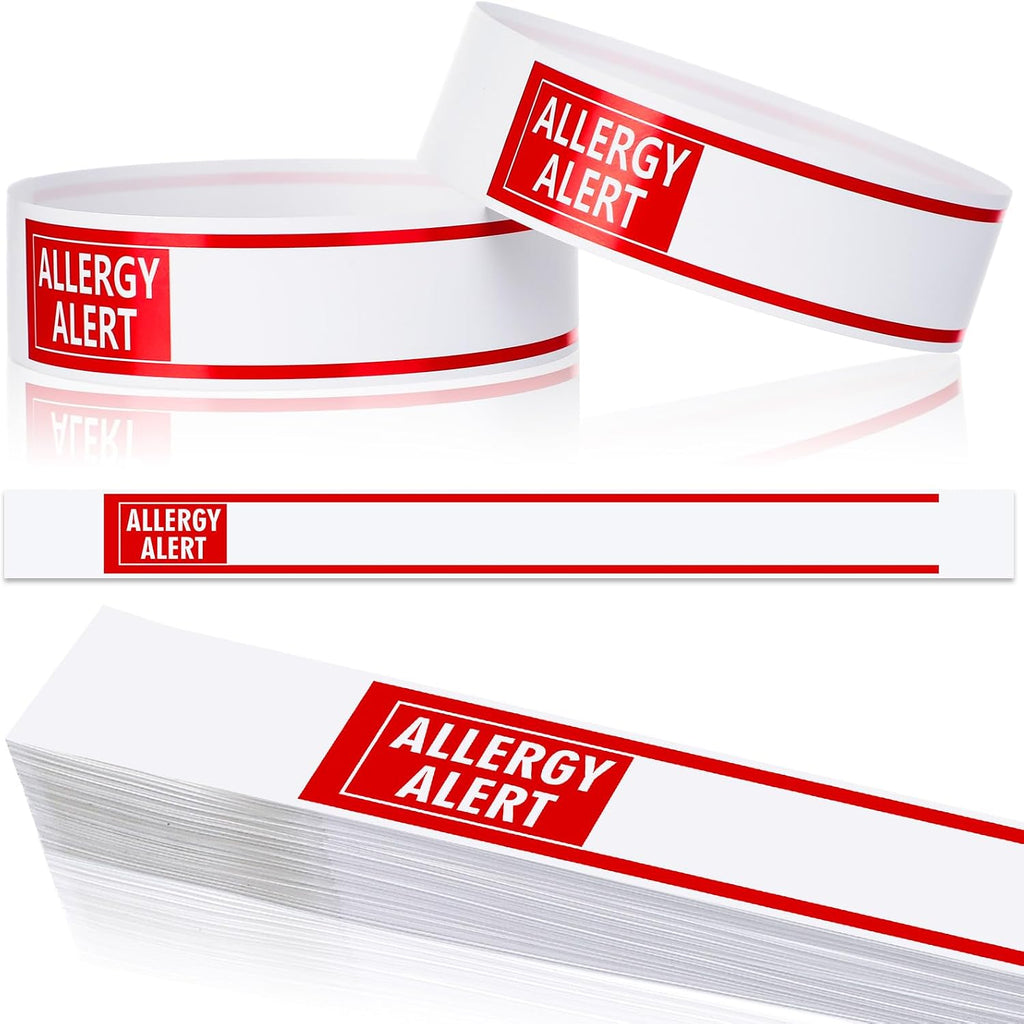 AmazingSpark 600 Pcs Red Allergy Bracelets Alert Warning Paper Wristbands Disposable Hospital Patient Bracelets ID Wristbands for Allergy Alert Identification Bands for Sports