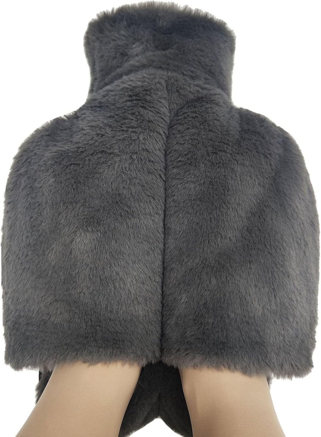 Soft Large Foot Cover,Hot Water Bottle for Feet and Hands,Warm Foot Cushion, 2L Heated Warmer with Washable Plush Cover, Non-Electric Heated Warmer for Pain Relief (Dark Grey, Without Heel)
