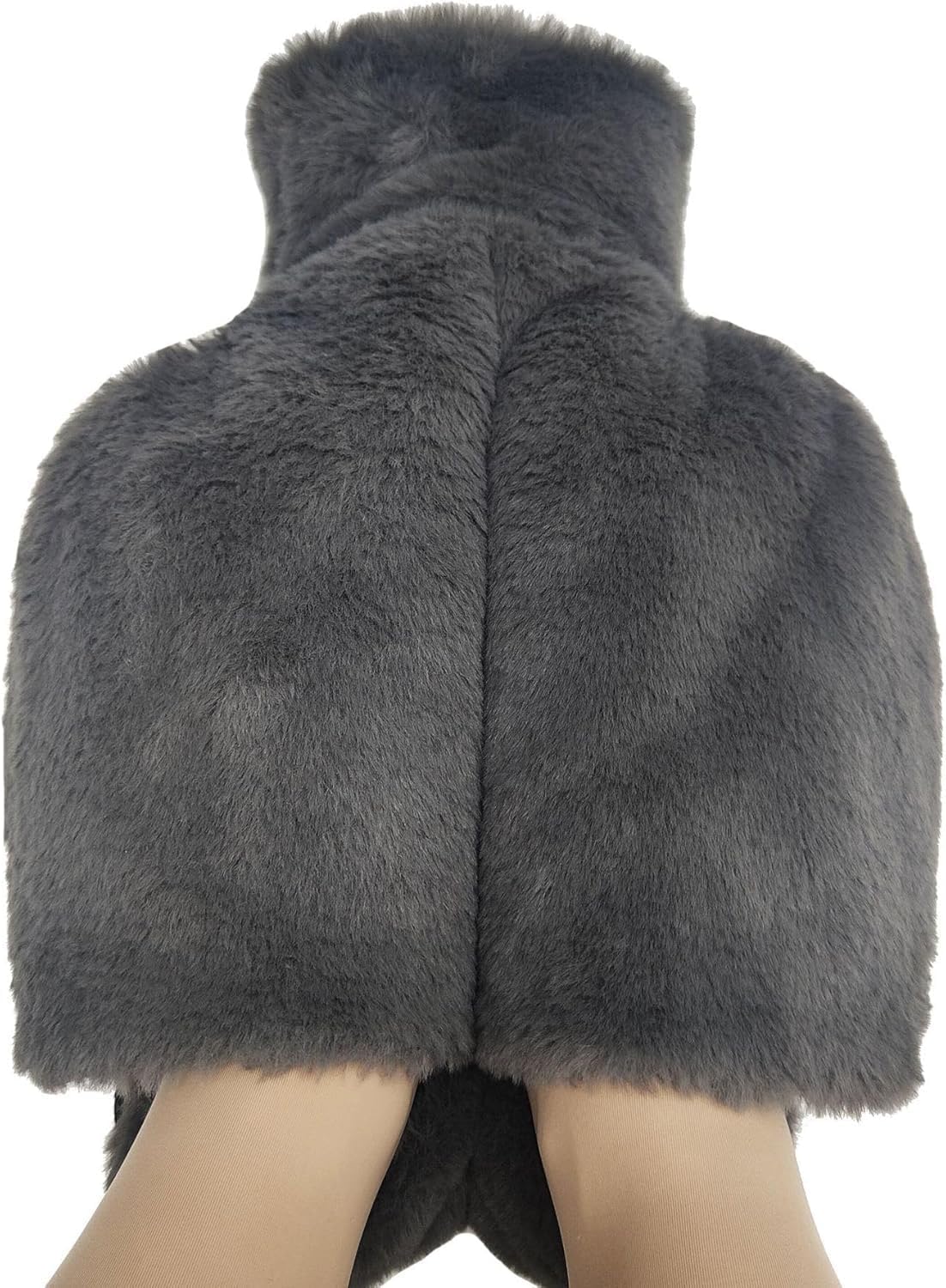 Soft Large Foot Cover,Hot Water Bottle for Feet and Hands,Warm Foot Cushion, 2L Heated Warmer with Washable Plush Cover, Non-Electric Heated Warmer for Pain Relief (Dark Grey, Without Heel)