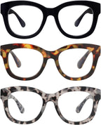 AMOMOMA Retro Oversized Reading Glasses for Women Blue Light Blocking Computer Readers Spring hinge AM6003