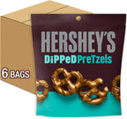 HERSHEY'S Milk and Dark Chocolate Covered Dipped Pretzels Bags, 8.5 oz (6 Count)