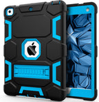 CCMAO Case for iPad 6th/5th Generation (9.7-inch, 2018/2017), iPad Air 2nd Generation Case (2014) with Kickstand, Hybrid Shockproof Protective iPad 9.7 Case, Black+Blue