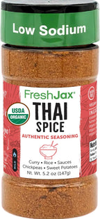 FreshJax Organic Thai Spice Powder – 5.2 oz Plant‑Based Seasoning Blend, Non‑GMO, Gluten‑Free, Keto, Paleo, Kosher—No Preservatives—Flavorful Thai Curry & Stir‑Fry Seasoning