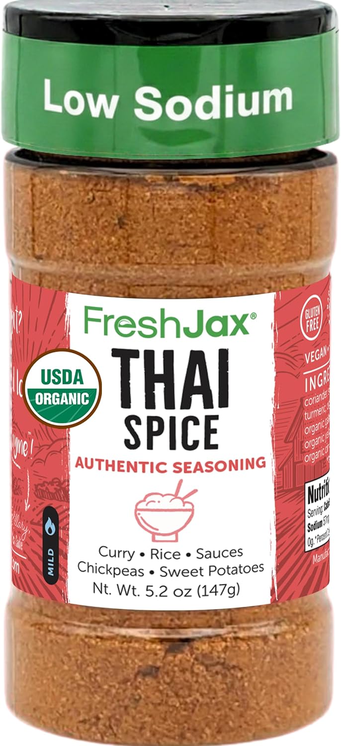 FreshJax Organic Thai Spice Powder – 5.2 oz Plant‑Based Seasoning Blend, Non‑GMO, Gluten‑Free, Keto, Paleo, Kosher—No Preservatives—Flavorful Thai Curry & Stir‑Fry Seasoning