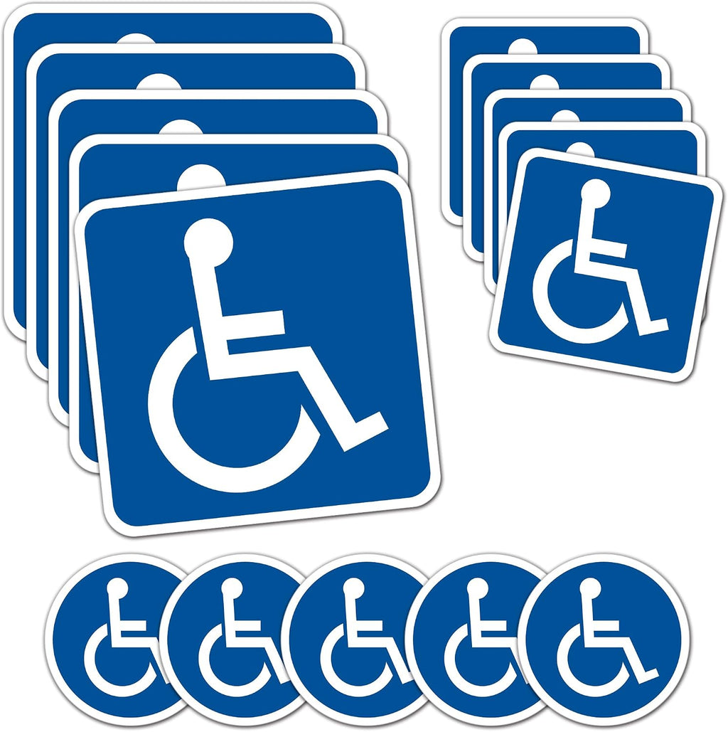 15PCS (3size) Disabled Wheelchair Symbol Handicap Accessible Sticker for Wheelchair Person
