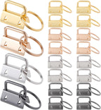OIIKI 20 Pack Key Fob Hardware, Wristlet Keyfob Hardware Set with Split Rings, 25mm Keychain Clamp for Wristlets Key Lanyards Webbing Leash- 4 Colors