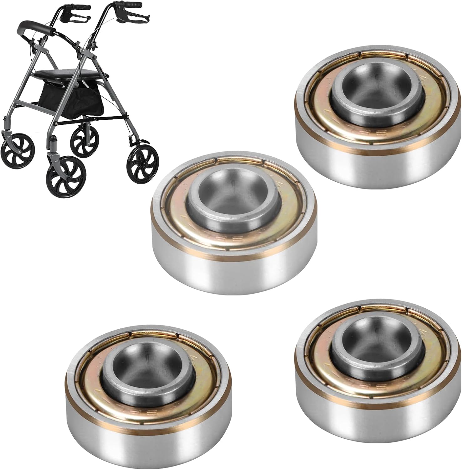 4 pcs Walker Wheel Bearing, Wheelchair Bearings, Universal Wheel Bearings for Wheelchair Rollator Transport Chairs, ID8.0*OD22*T9mm, Compatible with 8.0MM (5/16") Wheel axles,STDS1011