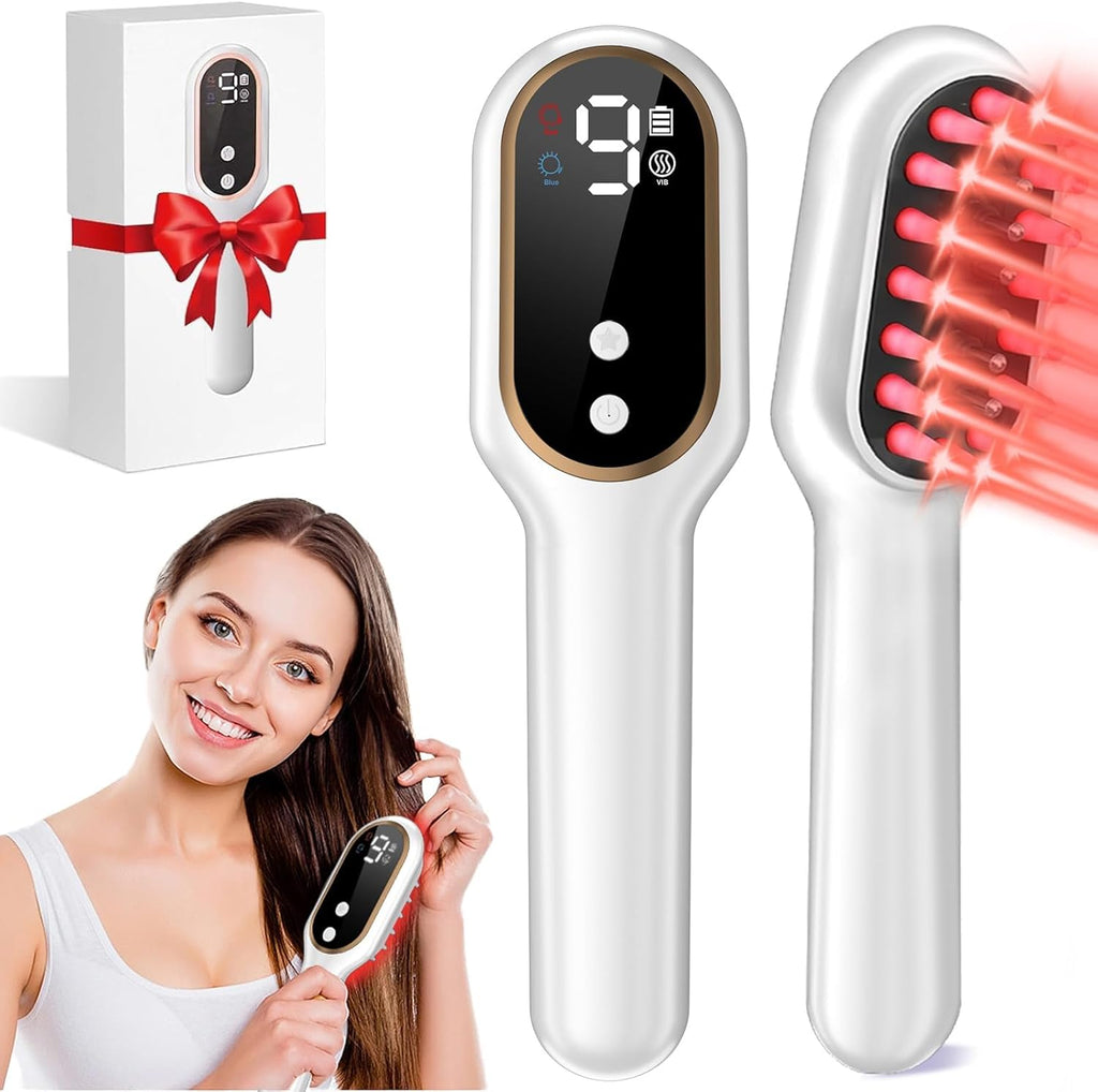 5-in-1 Laser Hair Growth Comb, 650nm Red Light Therapy for Hair Regrowth, FDA Cleared LLLT Scalp Massager for Thinning Hair & Receding Hairline Rechargeable - White