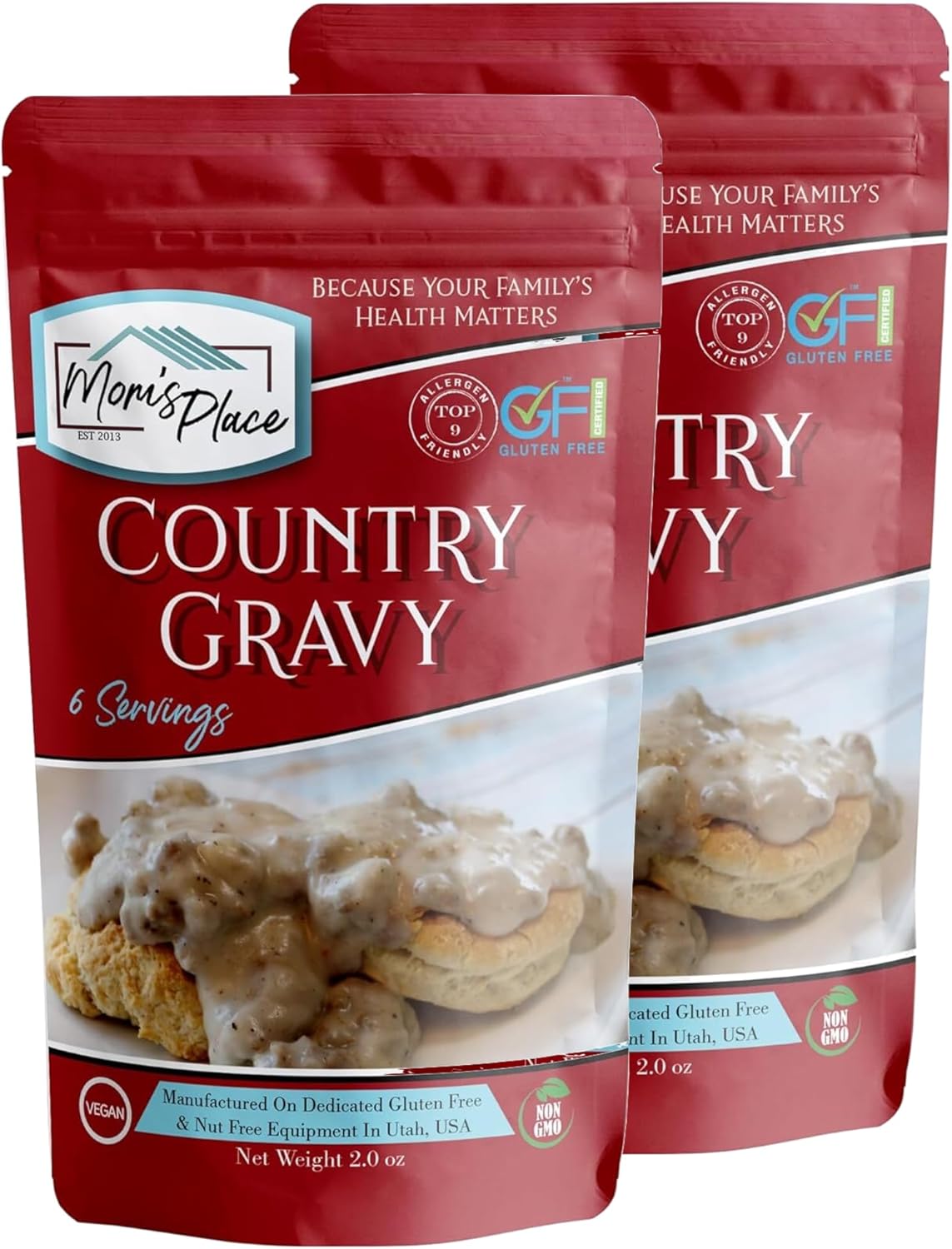 Mom's Place Gluten-Free Dairy Free Country Gravy Mix (Pack of 2, Country Gravy)