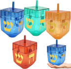 The Dreidel Company 4 Variety Jumbo Hanukkah Fillable 6.5" inch Dreidel, Stands Straight On Table, Can Be Filled with Hanukkah Gelt Or Hanukkah Chocolate