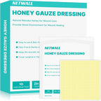 Manuka Honey Wound Dressing 2" x 2" Nonstick Gauze Pads, Sterile Medical Grade Manuka Honey for Wound Care, Honey Patch Wound Repair for Burns, Abrasions, Cuts and Scalds (Individually Pack of 10)