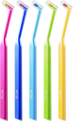 B Rush Small-Head Orthodontic Toothbrush- End Tuft Brush, Single Tufted Toothbrush Dental Toothbrushes for Braces, Interdental Interspace Brush for Detail Cleaning, Pack of 5