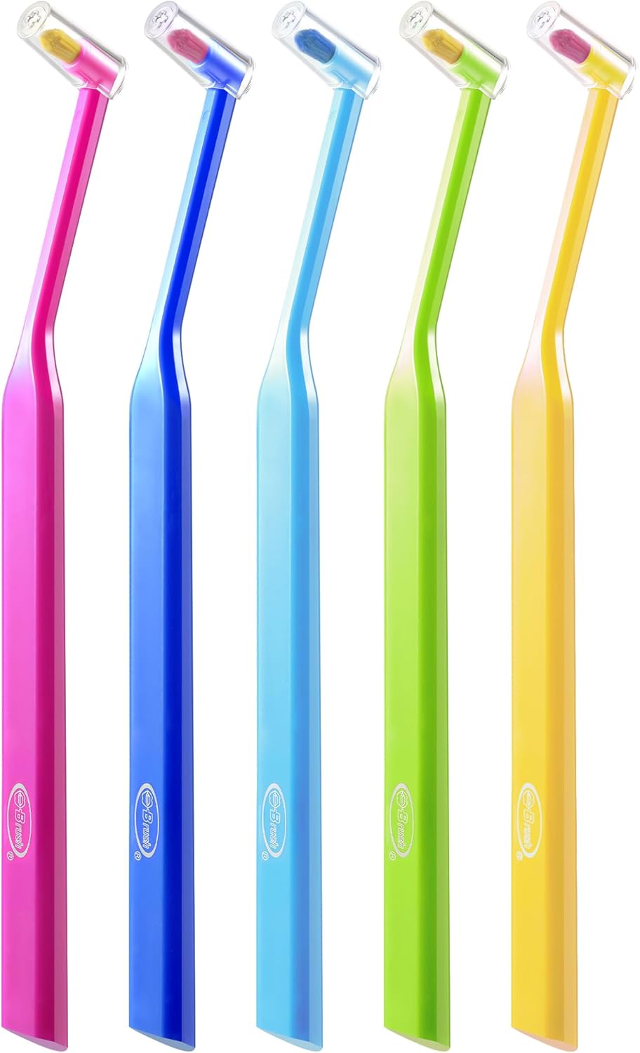 B Rush Small-Head Orthodontic Toothbrush- End Tuft Brush, Single Tufted Toothbrush Dental Toothbrushes for Braces, Interdental Interspace Brush for Detail Cleaning, Pack of 5