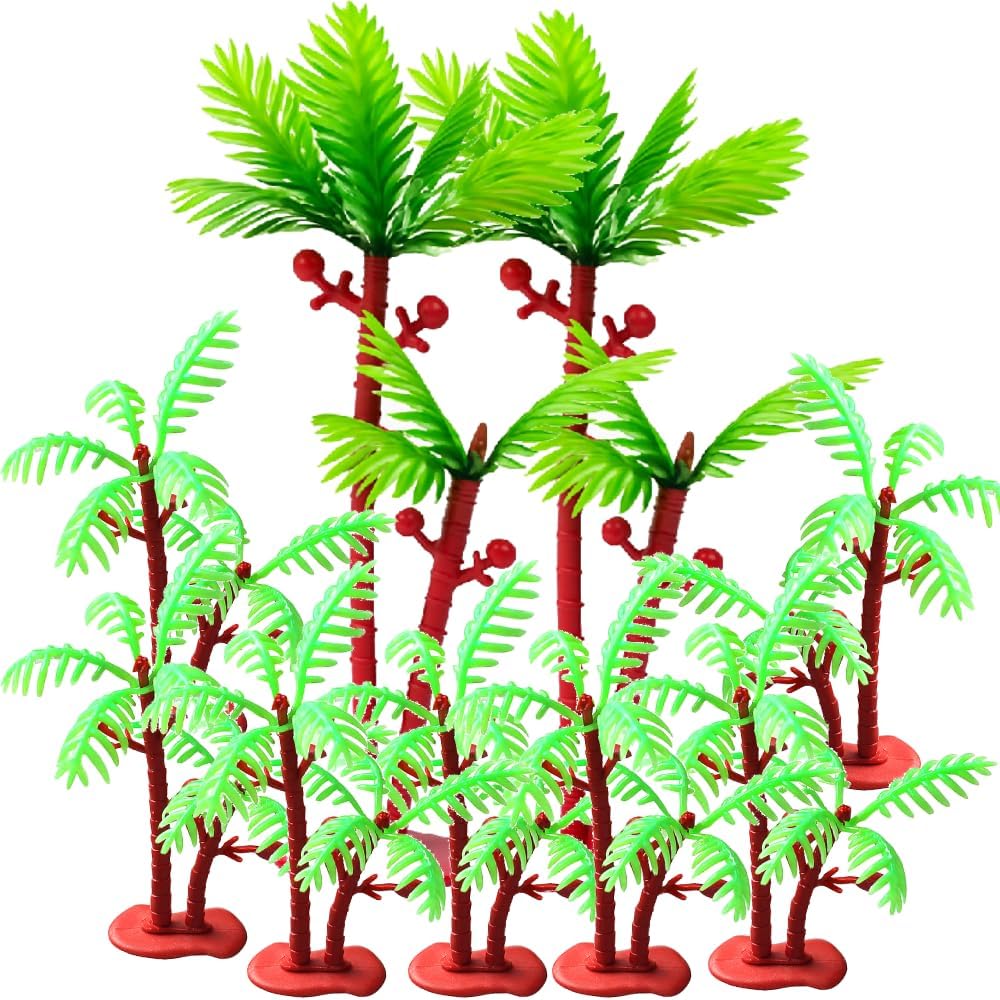 16pcs Palm Tree Decor,Palm Tree Cake Topper,Coconut Tree Cake Decoration,Palm Tree Party Decorations,Jungle Cake Decorations,Palm Trees Decorations,Hawaiian Cupcake Toppers,Beach Cake Decorations