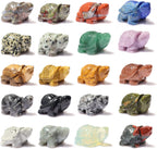Gemstone Turtle Figurines Mix 6PCS, Crystal Tortoise Statue, Natural Hand Carving Turtle Stone Gemstone Animal Figurine Feng Shui Sculpture for Home Decor 1.5''