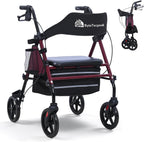 2026 Upgrade ByteTecpeak Walkers for Seniors with Seat,R4 Rollator Walker with 8" Big Wheels for All Terrain,Lightweight Foldable Rolling Walkers with Brake,Adjustable Upright Walker Supports 330lb