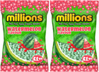 Millions Candy Assorted Flavors Pack 2 Pack, Strawberry, Vimto, Apple, Watermelon, Bubblegum, 110g (Watermelon)
