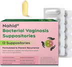 Nahid Bacterial Vaginosis Symptom Suppositories | Targeting Discharge, Odor, Itching, and Irritation | Supports Vaginal Microbiota Balance | 12 Inserts