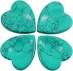 mookaitedecor Green Howlite Turquoise Thumb Worry Stone, Pocket Palm Stones Crystal Healing Reiki Stress Relief Pack of 4, Heart Shape
