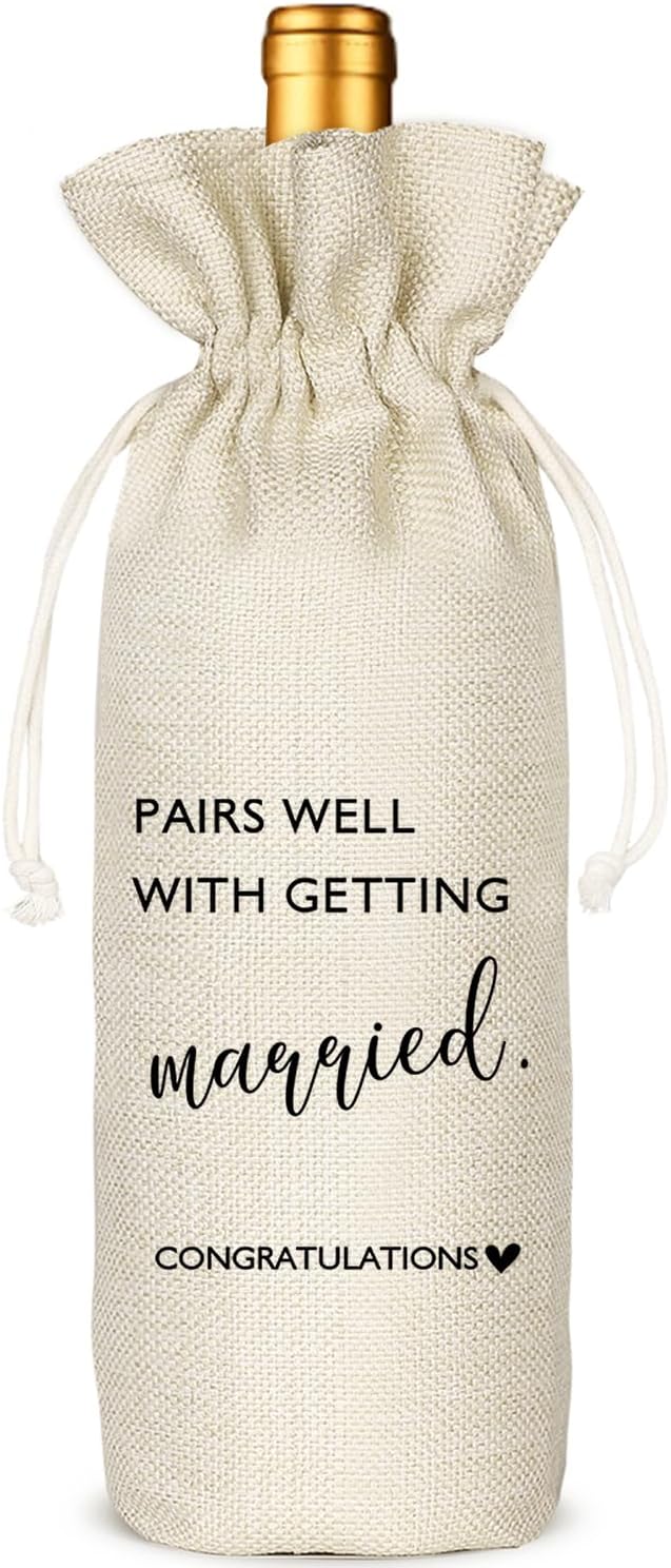 Socive Wedding Wine Bag, Engagement Gift, Pairs well with getting married, Engagement Gift for Couples, Gift for her