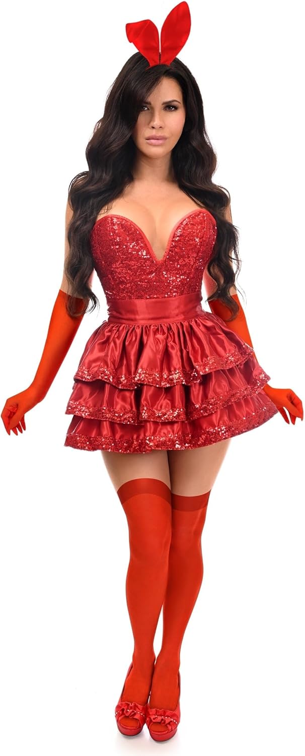 Daisy corsets womens Daisy Corsets Top Drawer 5 Pc Red Sequin Bunny Corset Costume