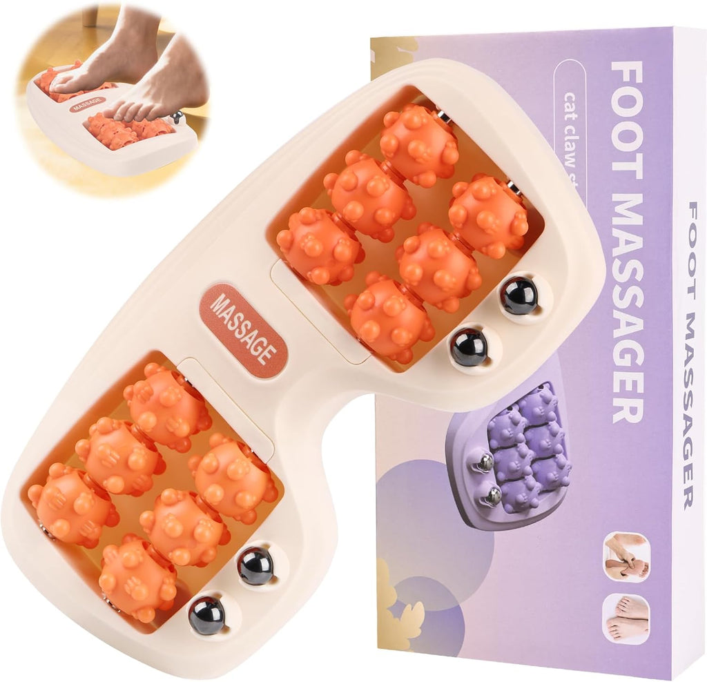 Meifuly Double Foot Massage Roller for Plantar Fasciitis, Portable Dual Foot Roller Tool for Home Use(Orange)