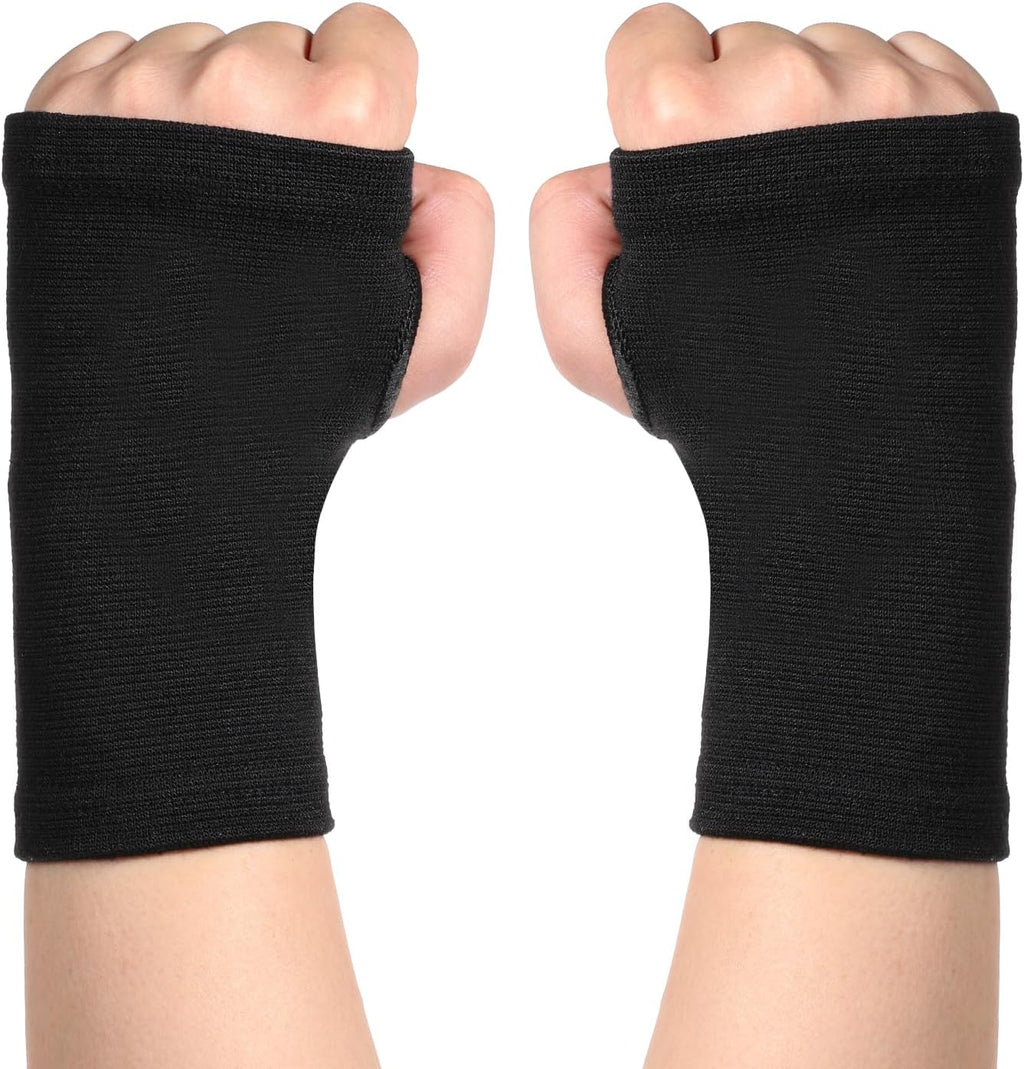 Palm Brace Wrist Support Sleeves Compressa Wrist Sleeve Hand Sleeves for Women Men Hand Brace Splint Sports Glove Wrists Braces for Typing Gardening Golf Yoga (1 Pair Black)