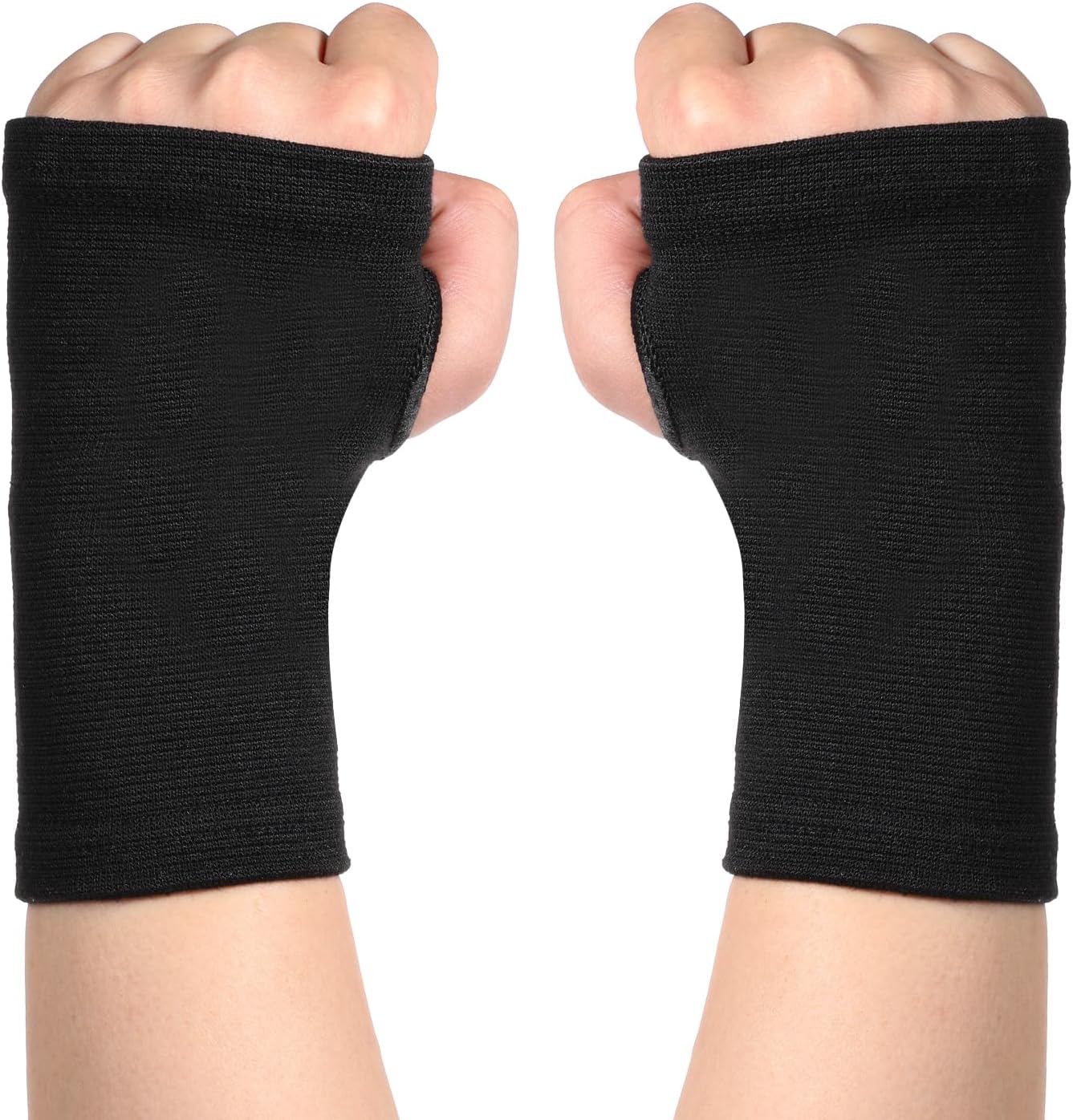 Palm Brace Wrist Support Sleeves Compressa Wrist Sleeve Hand Sleeves for Women Men Hand Brace Splint Sports Glove Wrists Braces for Typing Gardening Golf Yoga (1 Pair Black)