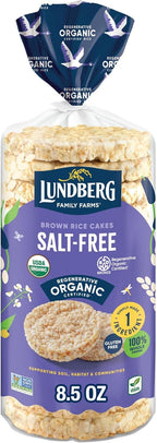 Lundberg Organic Brown Rice Cakes, Salt-Free, Gluten-Free, Vegan, Healthy Snacks, 8.5 Oz
