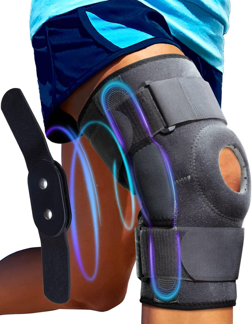 Hinged Knee Brace - Relieves ACL, MCL, Meniscus Tear, Arthritis, Tendon Pain - Open Patella Design with Dual Metal Side Stabilizers - Support for Running, jogging, For Men and Women (Medium)