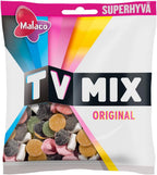 Malaco Tv Mix - Original - Swedish - Salmiak - Licorice & Fruity - Wine Gums - Assorted - Candies - Sweets - Party Bag 325g