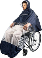 Wheelchair Poncho Cover Breathable & Waterproof Wheelchair Rain Cape Cover for Adults with Semi-Transparent Hood and Waterproof Zipper,Mobility Scooter & Electric Wheelchair Accessories,Universal Fit