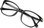 VisionGlobal Blue Light Blocking Glasses for Women Men, Square Frame Computer Reading Glasses(Black,+0.25 Magnification)