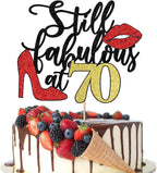 Still Fabulous at 70 Cake Topper,Happy 70th Birthday Cake Topper,Queen High heels Big Red lips Cake Topper,Women 70th Birthday Party Cake Decorations