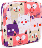Sanitary Napkin Storage Bag, Period Bags for Teen Girls for School Tampon Bag Sanitary Napkin Disposal Bags Period Pouches for Teen Girls (Cat)