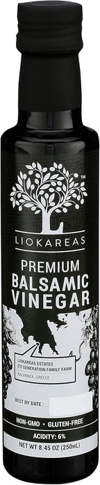 Greek Balsamic Vinegar - Organic - NonGMO - Gluten Free - Paleo - Gourmet - Thick - Rich - No Added Sugars - Classic Barrel Aged Balsamic Vinegar