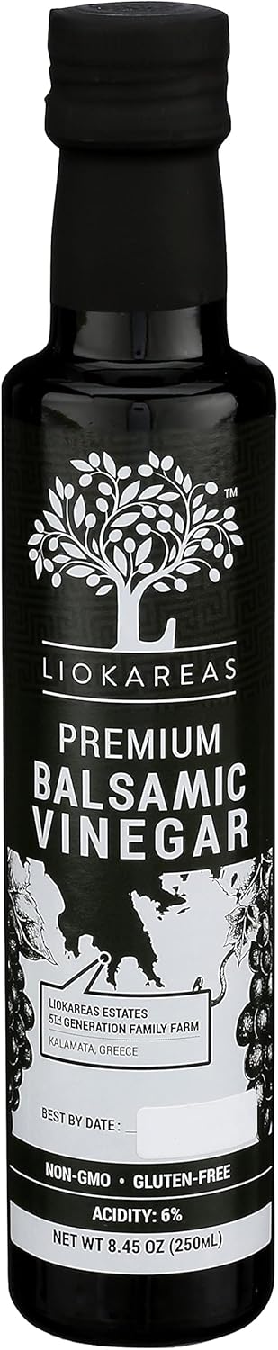 Greek Balsamic Vinegar - Organic - NonGMO - Gluten Free - Paleo - Gourmet - Thick - Rich - No Added Sugars - Classic Barrel Aged Balsamic Vinegar