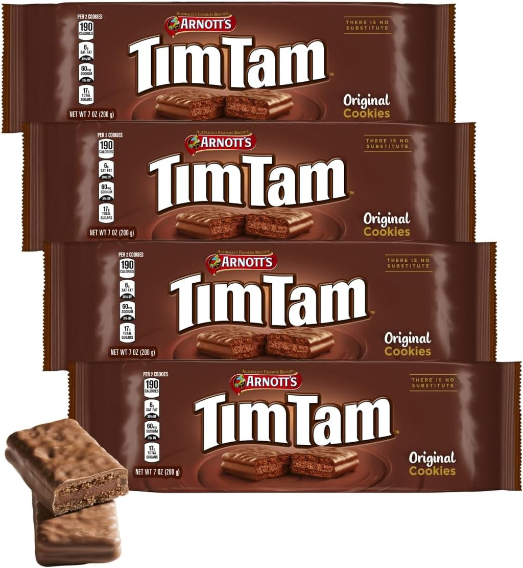 Arnott's Tim Tam Milk Chocolatey Cookies 7 oz (200 Grams), Original Flavour, Pack of 4, Authentic Imported